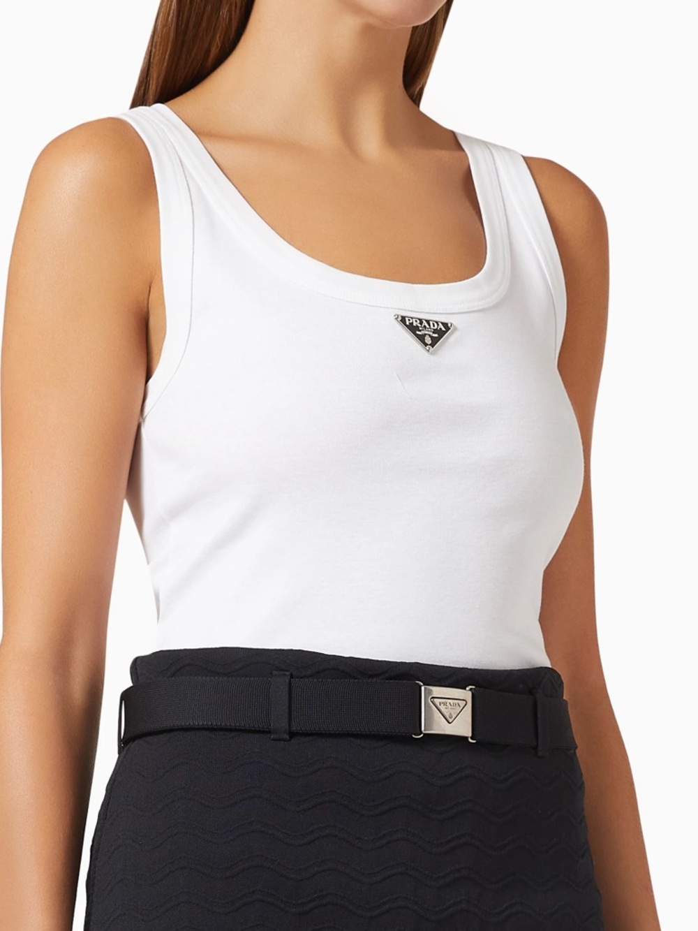 Prada White Tank with Black Triangle Logo